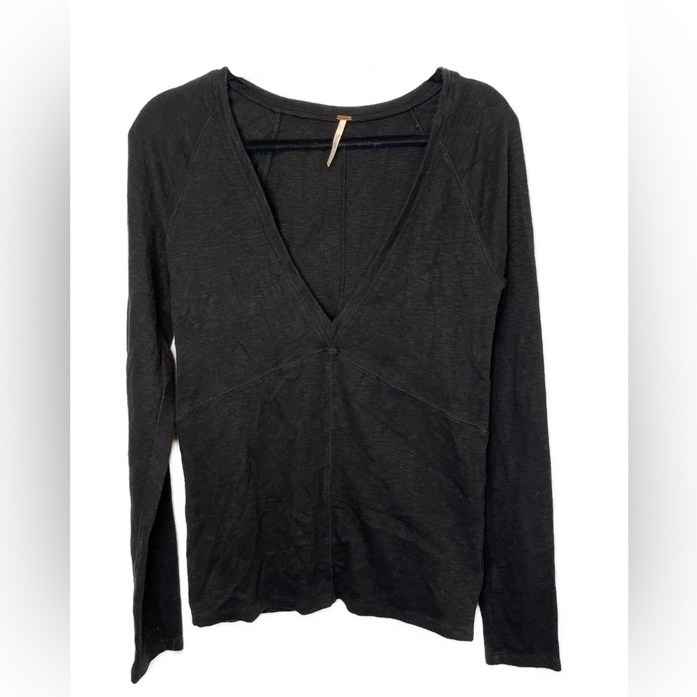 Free People Thick Cotton Blend Fitted Long Sleeve Lg